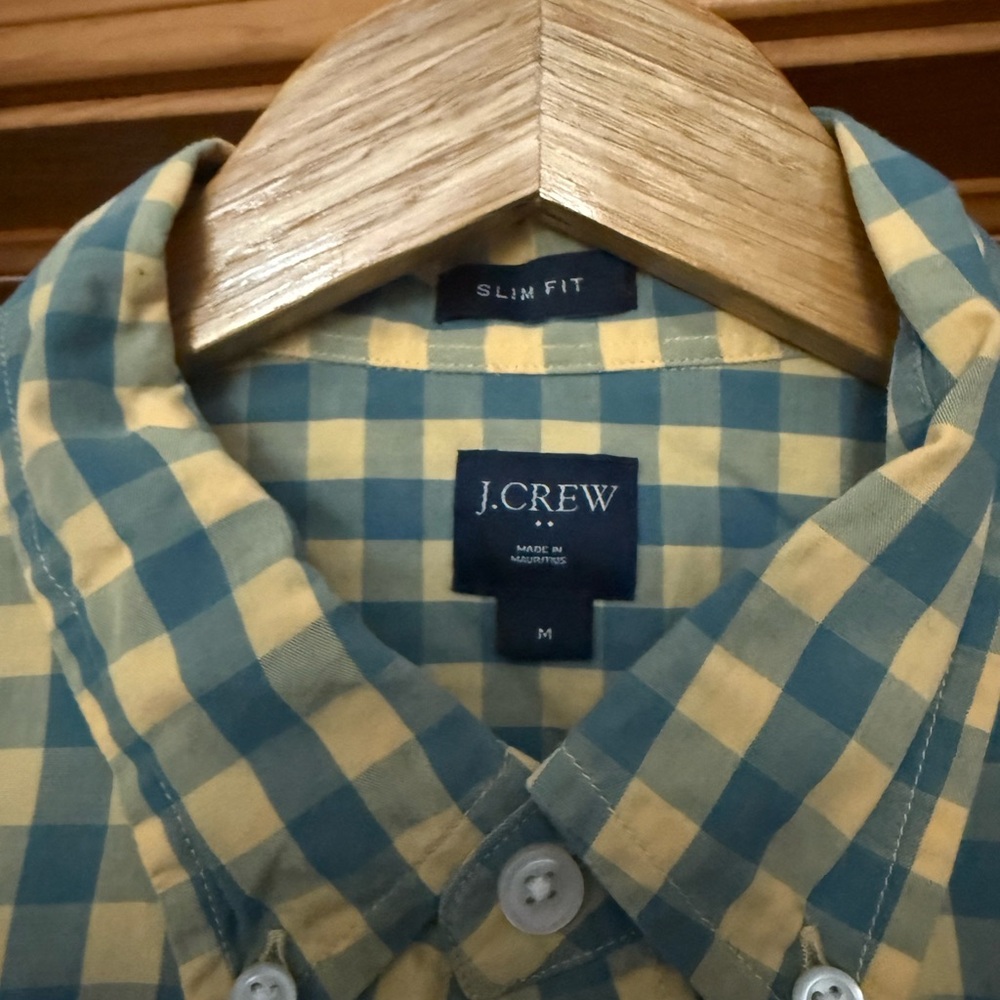 J. Crew Men's Casual Checkered Shirt - Blue and Yellow